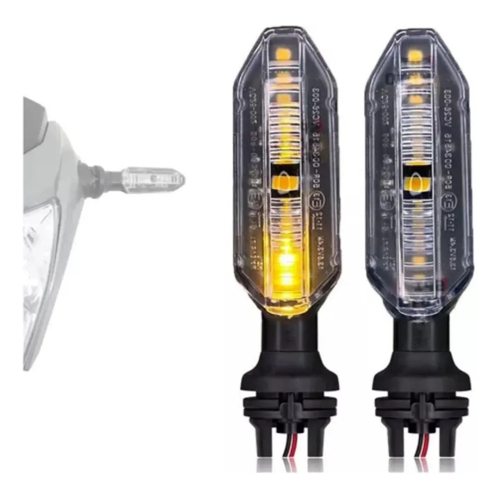 Par Pisca Led Sequencial Moto Original Twister CB 250F Titan Fan 160 Acrilico Laranja P-27S Stallion
