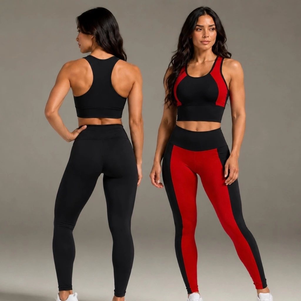 Conjunto Fitness Feminino Calça Legging Cintura Alta  + Top Alta Compressão — imagem 1