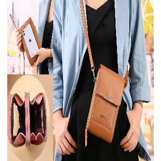 Crazy Bag Bolsa Feminina Transversal Touch Screen com Porta Celular e Cartão Fecho Magnético em Pele Sintética Compacta