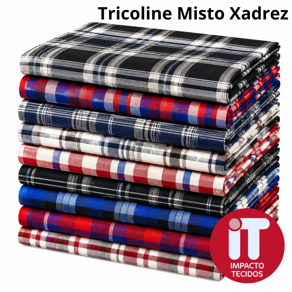 Tricoline Misto Xadrez 1 metro x 1,50 Tecido Xadrez Festa Junina, Roupas Infantis, Quadrilha