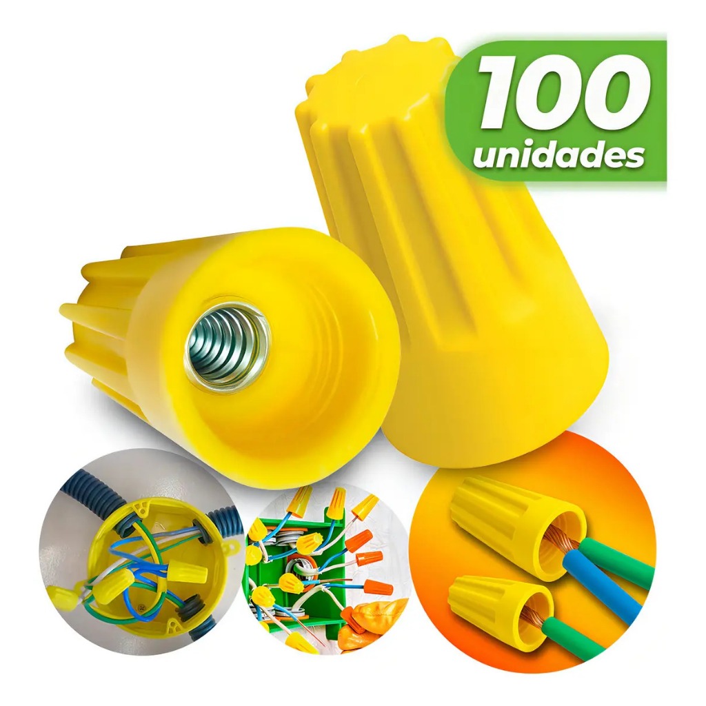 100un Conector Emenda Rápida Torção 2.5 Á 8mm P4H Amarelo Terminal Derivação Dedal Ferramentas