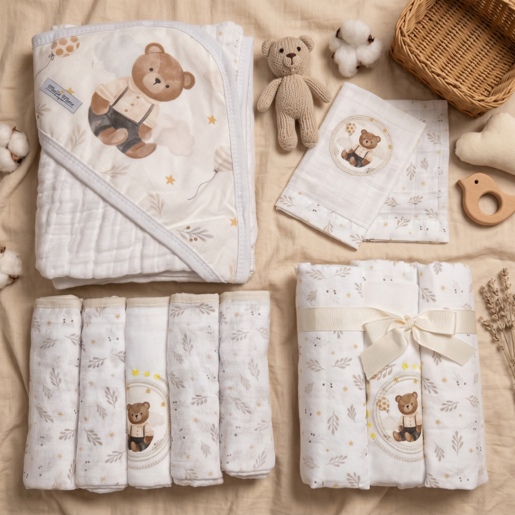 Kit 11 Peças Enxoval Completo Bebê Recém Nascido 100% Algodão Menino Menina