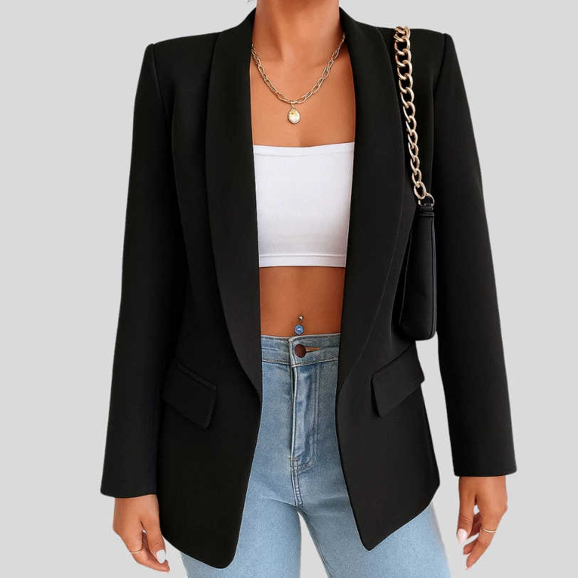 Max Blazer Feminino Manga Longa Alfaiataria Casaco Social Longo