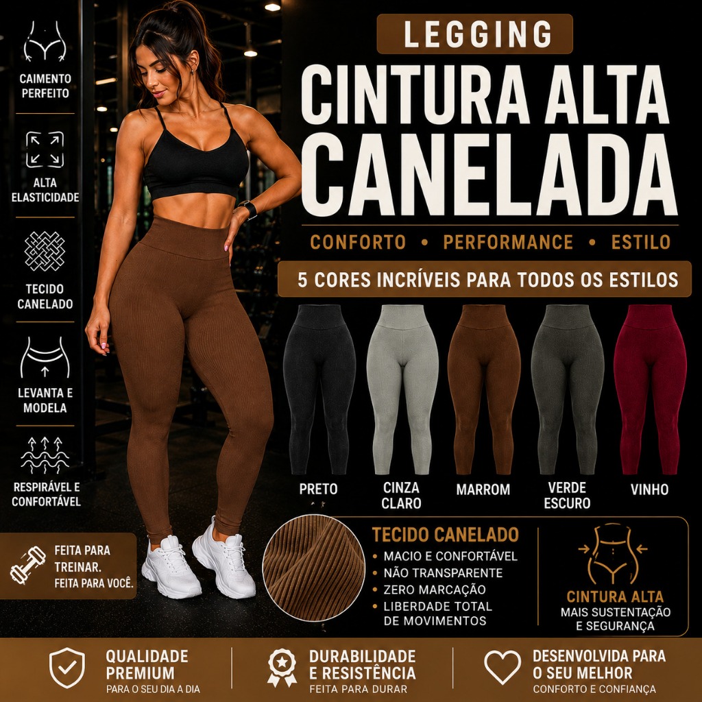 Calça Legging Feminina Academia Cintura Alta Fitness Modeladora Treino Academia