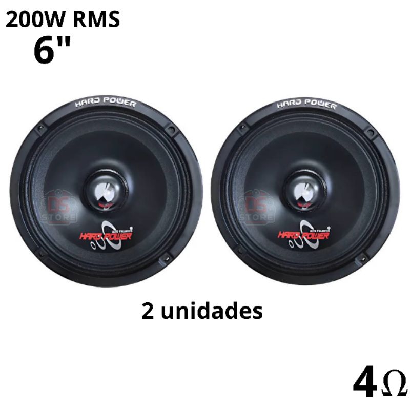 Par de alto falante 6 polegadas Hard Power HP 200MB 4 ohms médio grave
