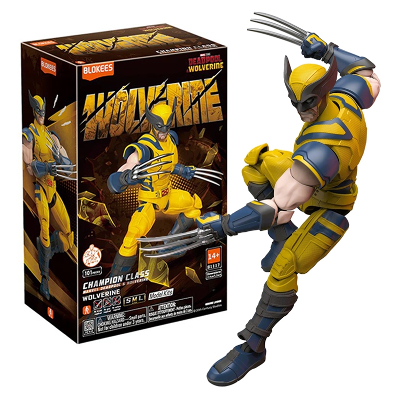 Boneco Blokees Wolverine Action Figure Montável Deadpool E Wolverine Marvel Champion Class Xmen