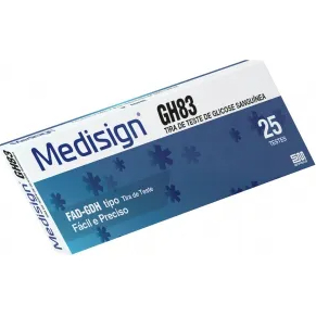 Tiras glicose individual caixa c/ 25 unidades - medisign GH83 - FAD GDH - Cepalab