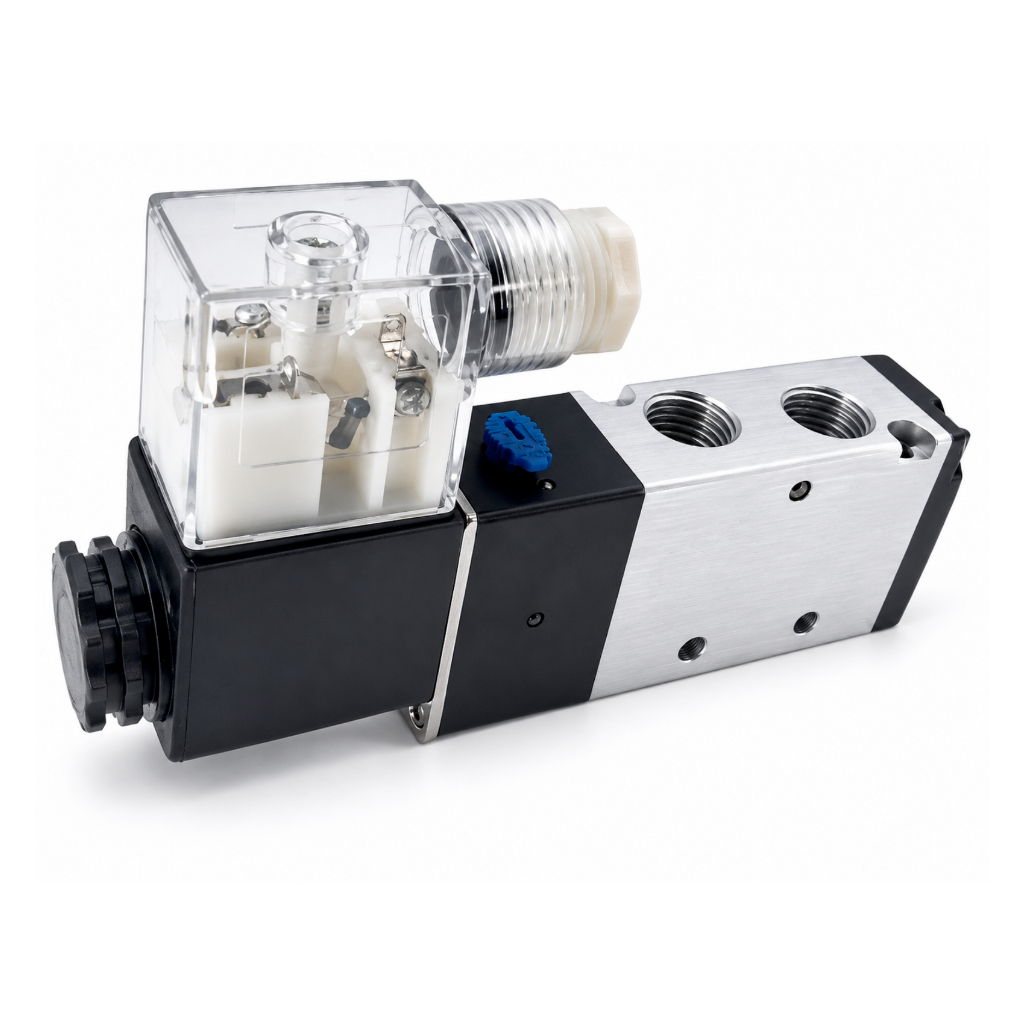 Válvula Simples Solenoide 5/2 Vias 1/4 Retorno Mola Pneumatica