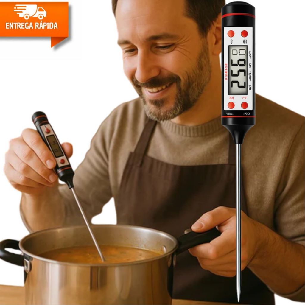 Termômetro Culinário Digital para Carne Líquidos Churrasco Cozinha Gourmet