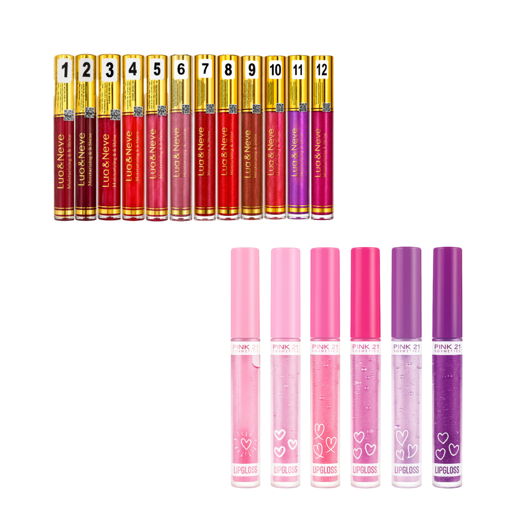 Lip Gloss Brilho Labial Glitter Pink 21 OU Gloss Labial Com Cor Lua & Neve - Escolha o seu