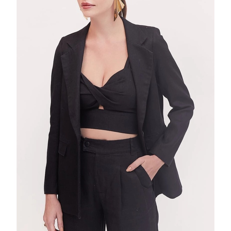 Blazer Feminino Preto Alfaiataria Talita Kume Tamanho 42 - nunca usado