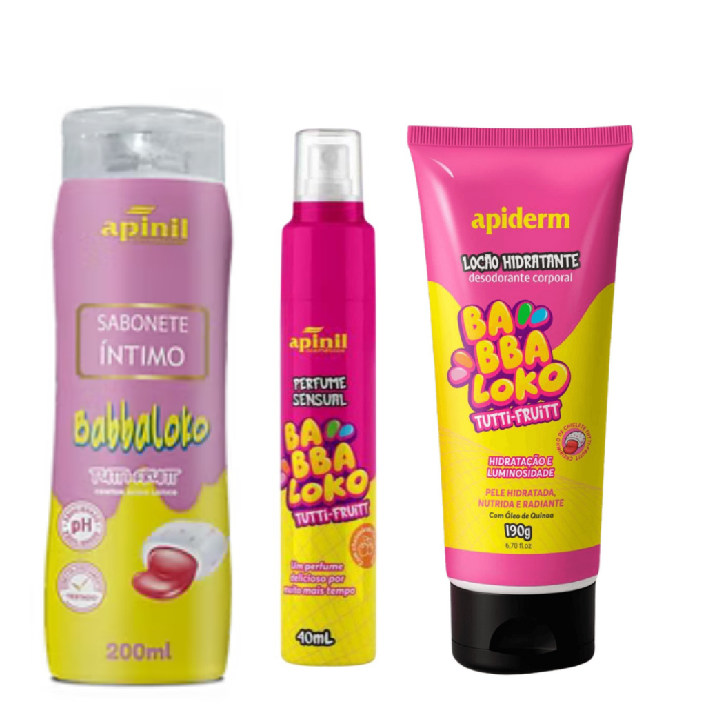 Kit Sabonete, Perfume aromatizador de calcinha  e Hidratante Tutti frutt - Apinil cosméticos