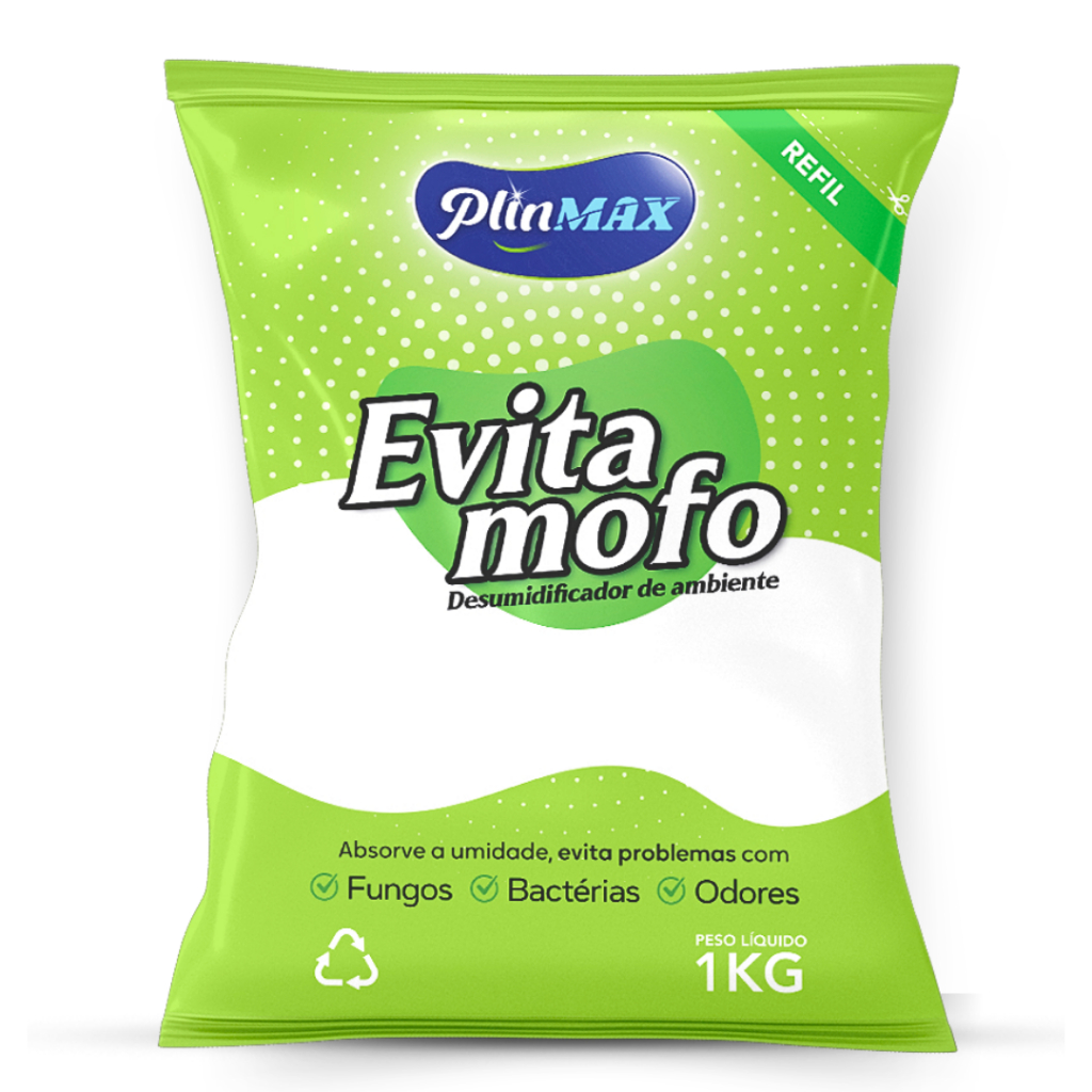 PlinMax Evita Mofo 1kg Refil Anti Umidade Desumidificador Ambiente Mofo Odor