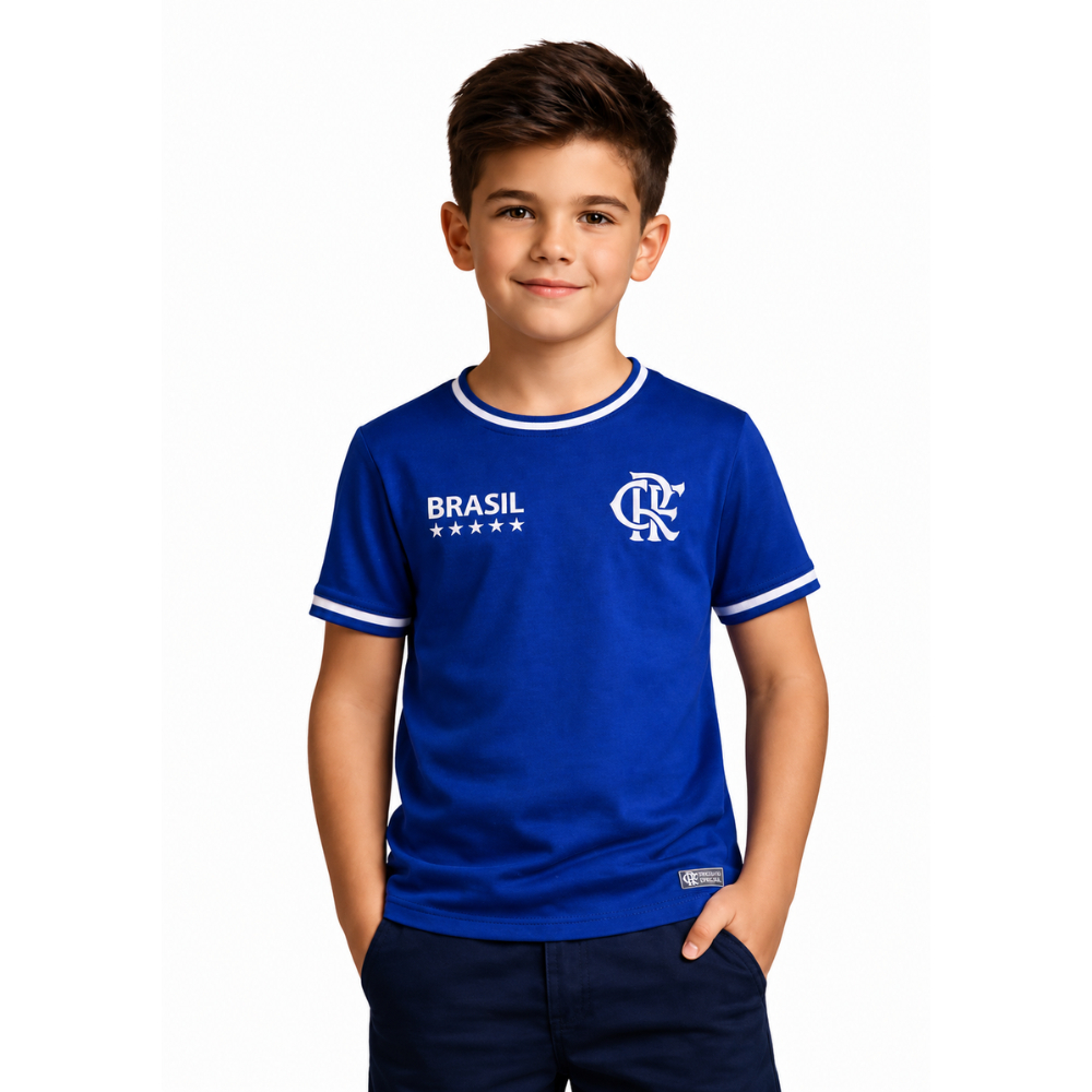 Camisa Flamengo Infantil Brasil Holográfico Azul Coimbra 34185