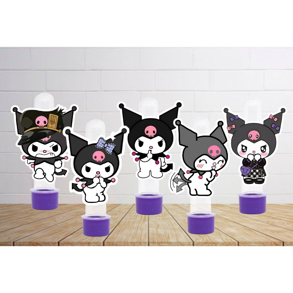 Apliques de Aniversário para Tubetes Kuromi - Tags - Lembrancinhas - Festa Infantil - Papelaria Personalizada