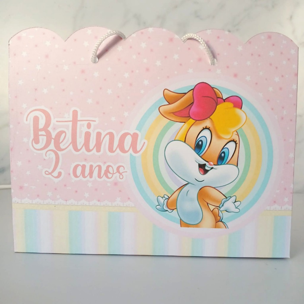 Sacolinha Personalizada Baby Looney Tunes Menina - Lembrancinha de Aniversário Personalizada