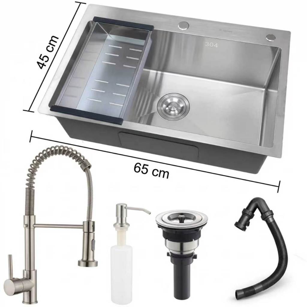 Cuba Inox Escovado Quadrada 65x45 Gourmet Com Acessórios