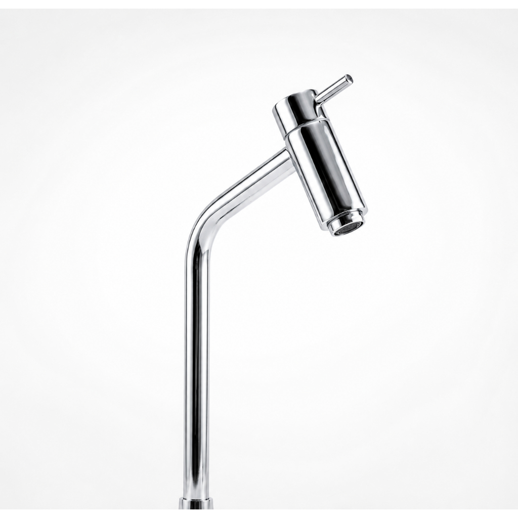 Torneira Banheiro Inox 1/4 De Volta Bica Alta Sobrepor Cuba Resistente Casa Decoração Prata Brilhante Kit instalação