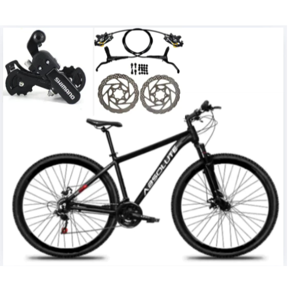 Bicicleta Aro 29 Absolute Nero 5 Preto Alumínio 21v Shimano Freio Disco Hidraulico com Suspensão