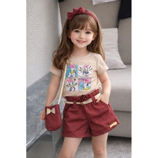 🍷🎀 Conjunto Short + Blusa + Bolsinha Vinho Conjunto Infantil Feminino Blusa Short e Bolsinha Vinho Menina