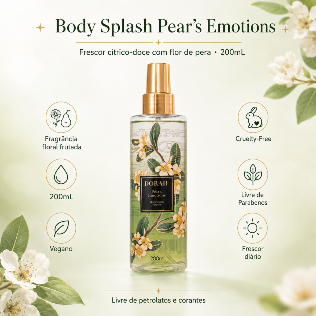 Body Splash Pera Dorah Pear’s Emotions 200ml Vegano Floral Frutado
