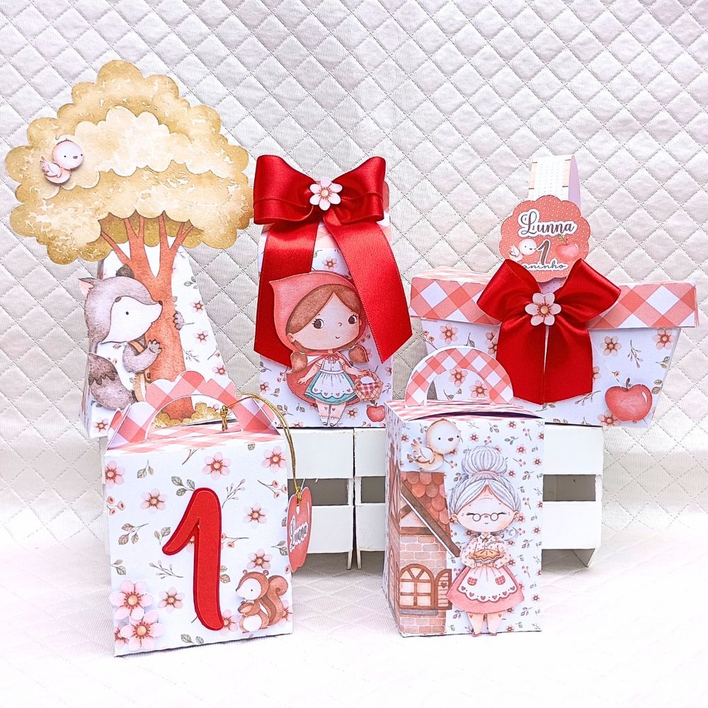 kit caixas CHAPEUZINHO VERMELHO personalizado lembrancinha de festa infantil aniversário