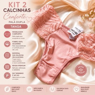 KIT 2 CALCINHAS FEMININA CONFORTO PALA DUPLA TANGA