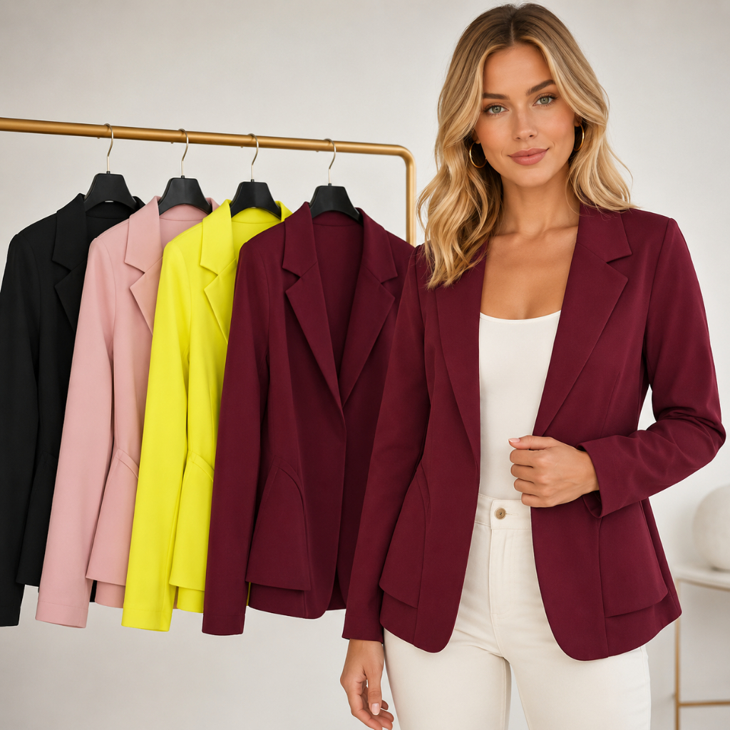 Kit Atacado 4 Blazer Feminino Casaco De Neoprene Manga Longa