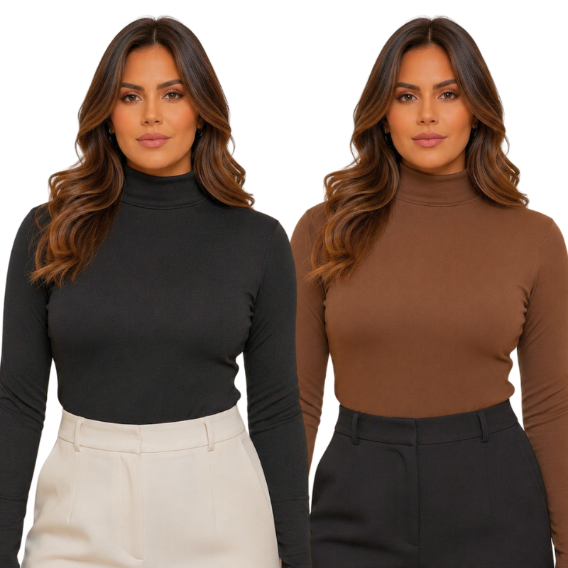 Kit 2 Blusa Cacharrel no Suplex Modela Corpo Básica Confortável Segunda Pele