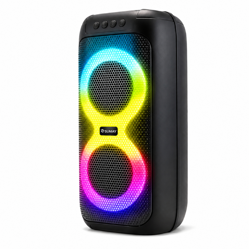 Caixa de Som Slim Box 60W RMS Bluetooth com LED – Potente, Compacta e Moderna