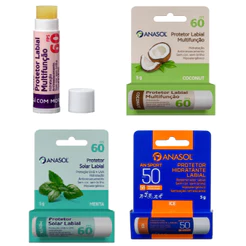 Anasol Protetor Hidratante Labial Açaí com Morango Coconut - Menta - Regenerador Labial e Sport