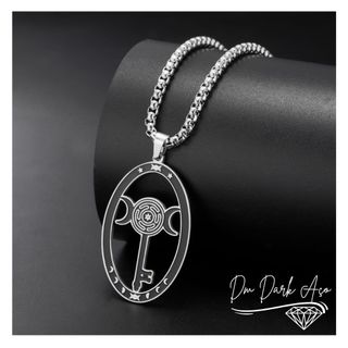 Colar Chave de Hecáte Aço Inoxidável Darlk Roda Hekate Strophalos Labirinto Triluna