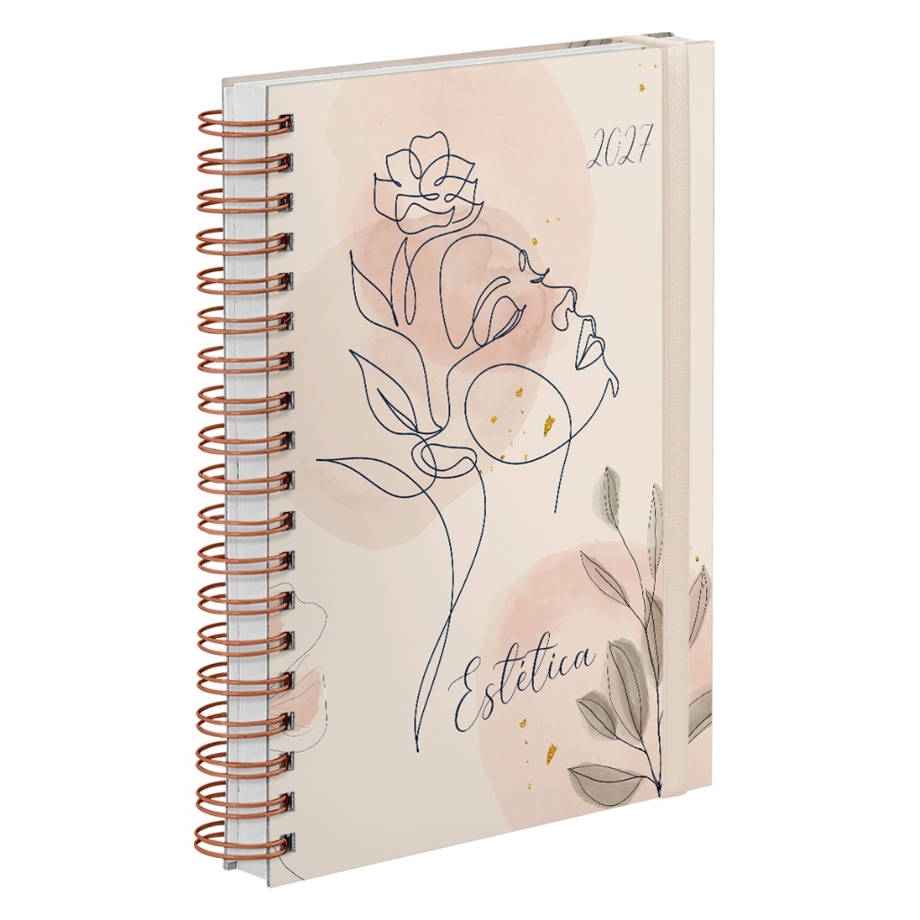 Agenda Comercial Plus 2027 Capa Dura Estética Flower Face Nude
