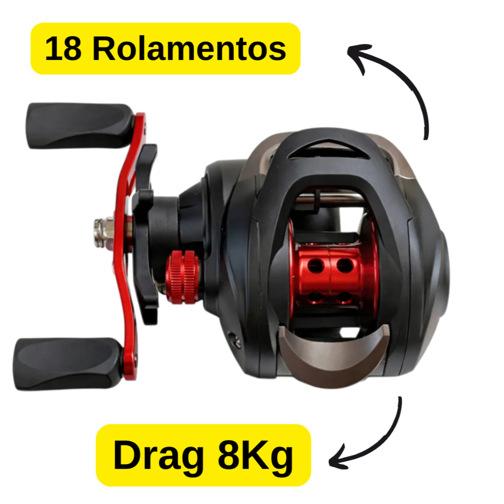 Carretilha De Pesca 18 Rolamentos JWS Pesca Esportiva Pescaria