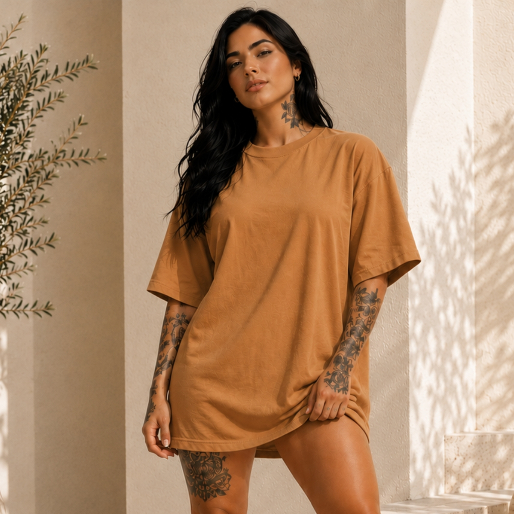 Camiseta Oversized Feminina 100% Algodão Premium Soltinha Confortável Estilo Streetwear