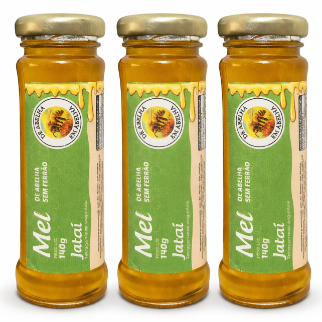 Mel Jataí 140g Ouro Líquido 3un De Abelha Em Abelha