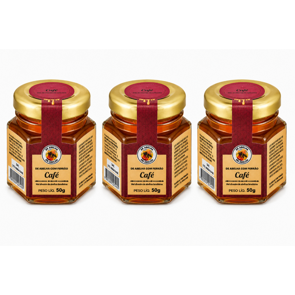 Mel Florada Café 50g Ouro Líquido 3un De Abelha Em Abelha