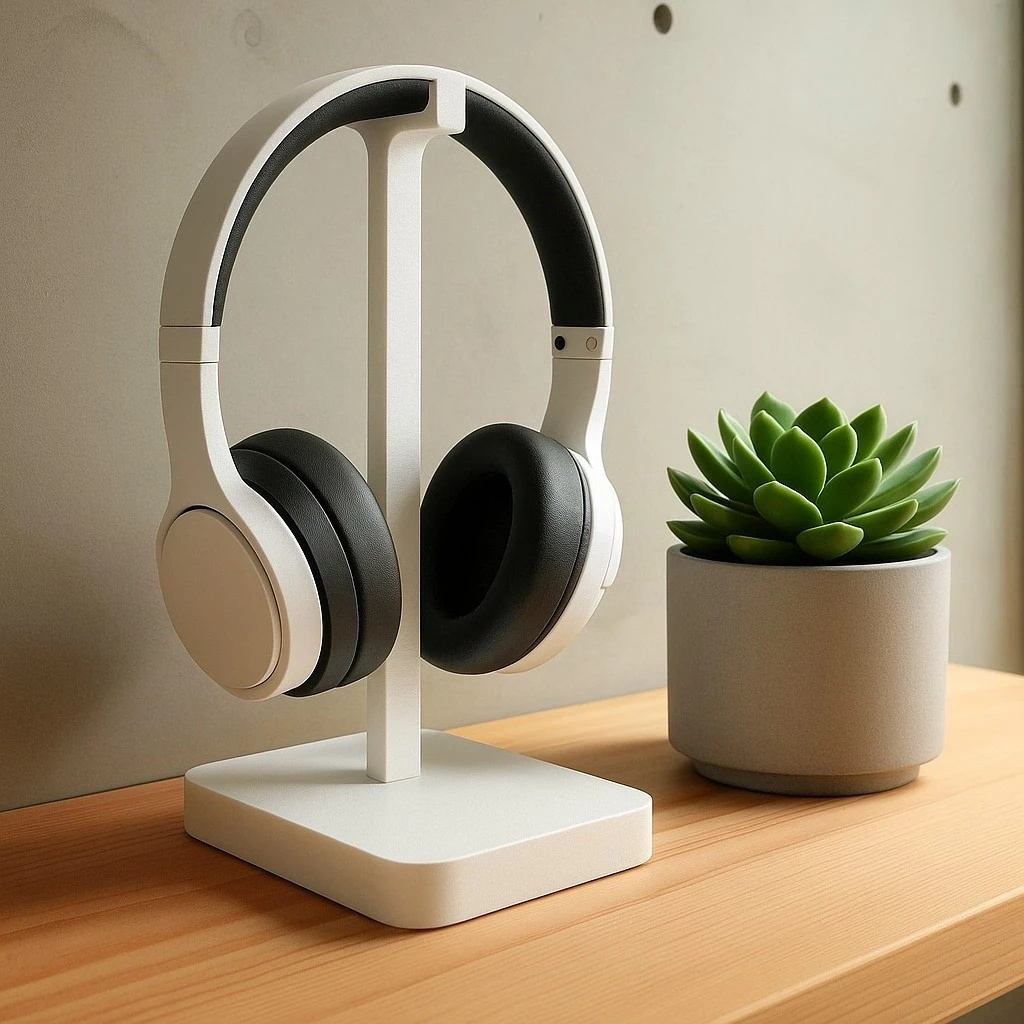 Suporte de Mesa para Fone Headset  Universal Elegante Minimalista Branco ou Preto