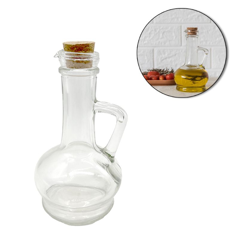 AZEITEIRO / VINAGREIRO / GARRAFA DECORATIVA DE VIDRO COM ALCA + TAMPA ROLHA CORTICA NAPOLI 300ML