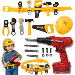 Brinquedo Infantil Parafusadeira Eletrica Cinto Ferramentas Presente Menino Educativo Criança Divertido Original Engenh