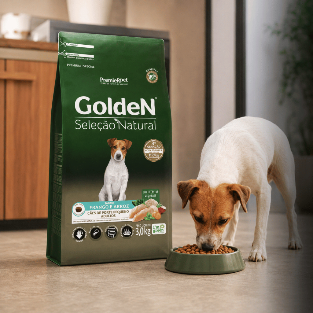 Ração Golden Frango e Arroz 3kg Nutrição Diária Cão Adulto Mini Bits