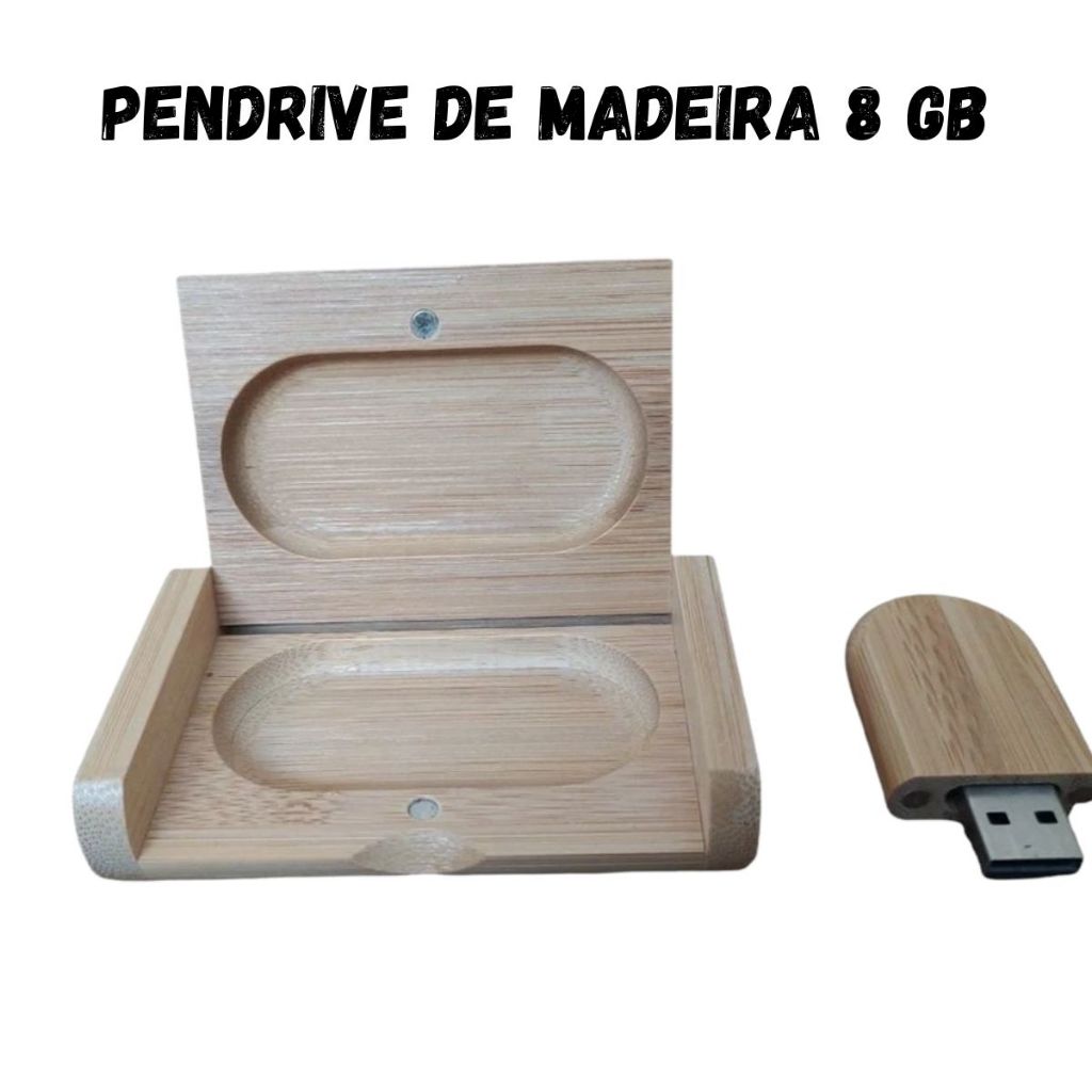 Pendrive 8gb De Madeira Com Caixa Premium Luxo Usb 2.0 - Pronta Entrega