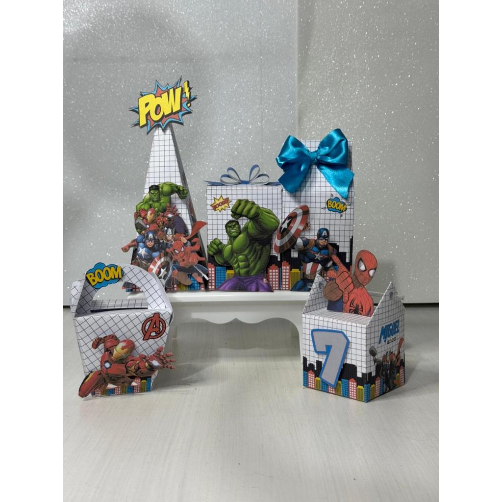 Kit Caixinhas Personalizadas - Vingadores Marvel - Caixas Para Lembrancinha de Aniversario