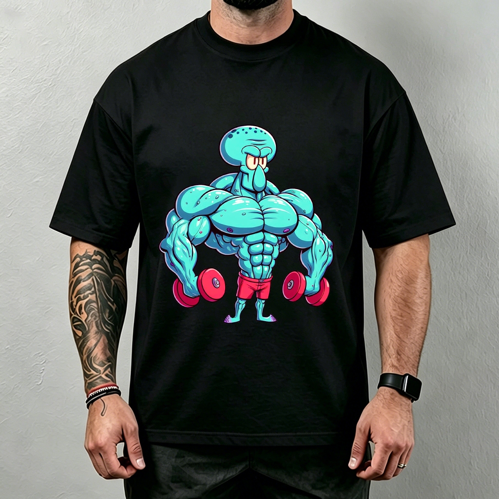 Camiseta 100% Algodão Lula Molusco Fisiculturista Academia Anime,Unissex,Plus Size P ao G3