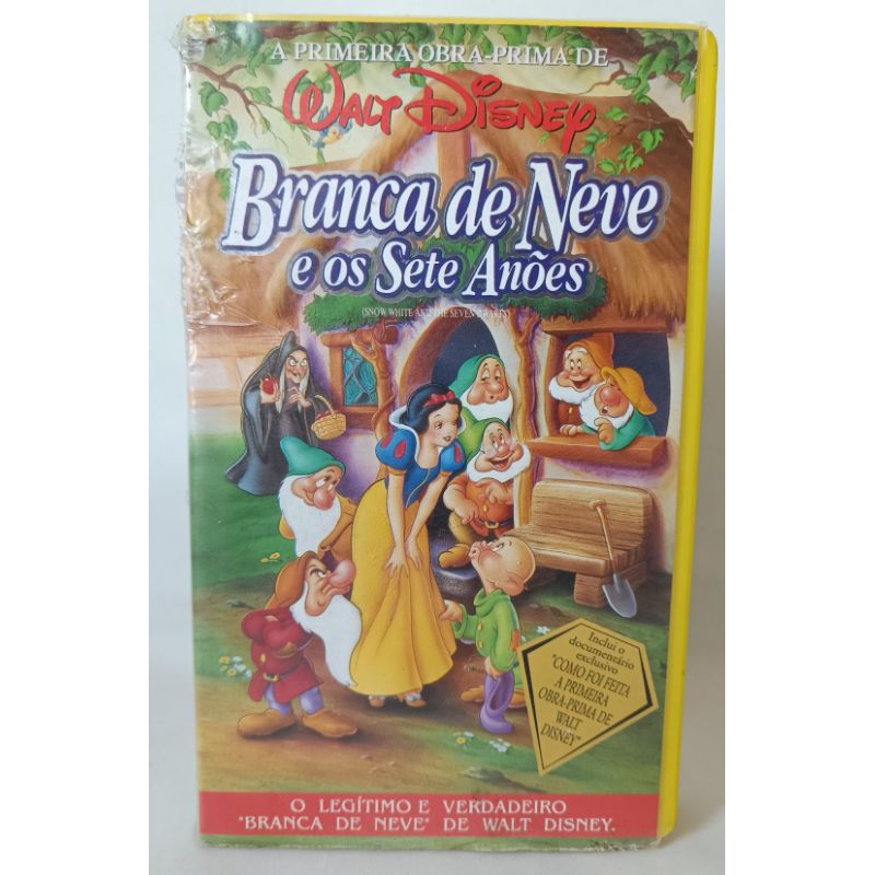 VHS Branca de Neve e Os Sete Anões Dublado Walt Disney fita filme desenho infantil clássico raridade colecionador