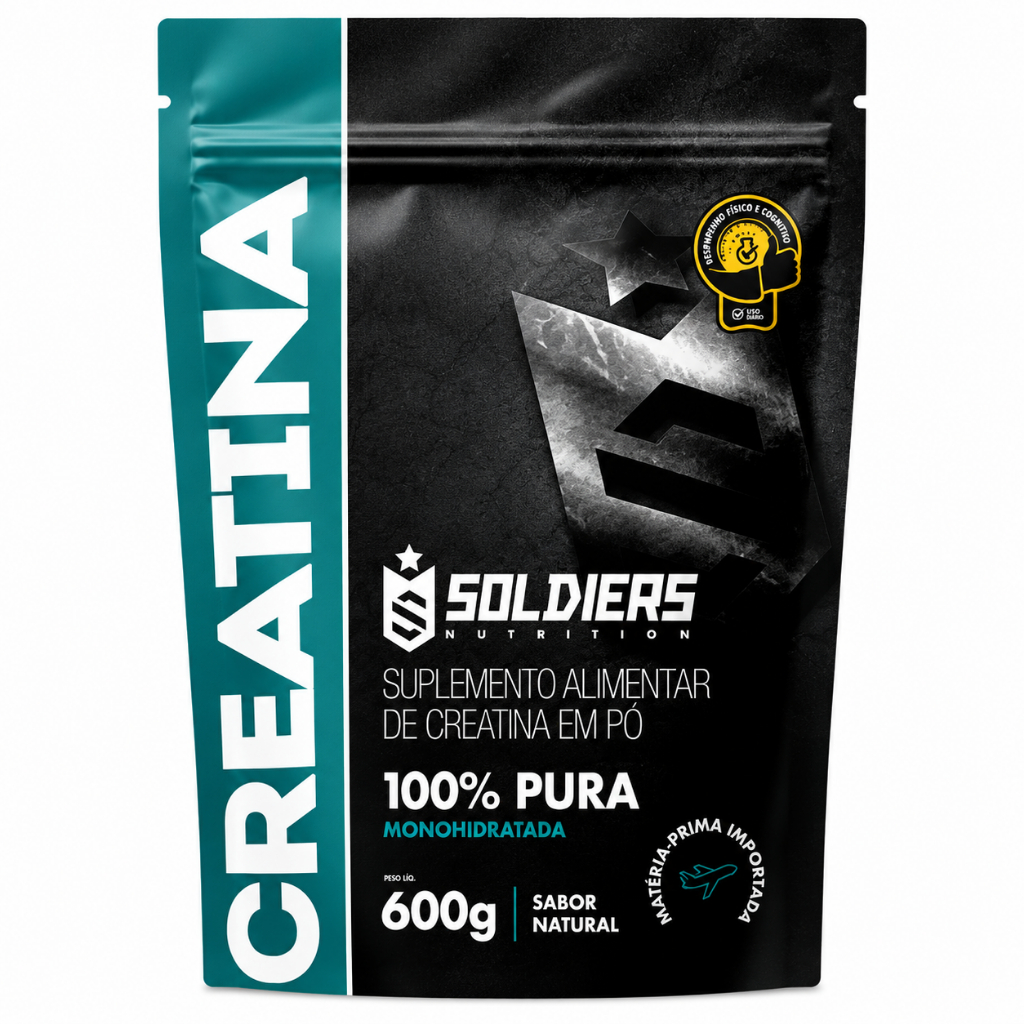 Creatina Monohidratada 600g 100% Pura Importada Soldiers Nutrition Suplemento Performance Muscular Força