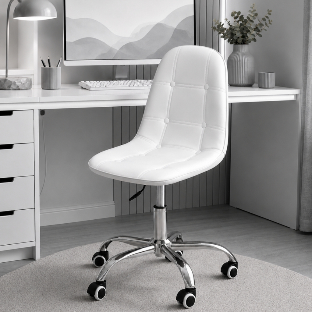 Cadeira Office Eiffel Botonê Base Giratória Branco