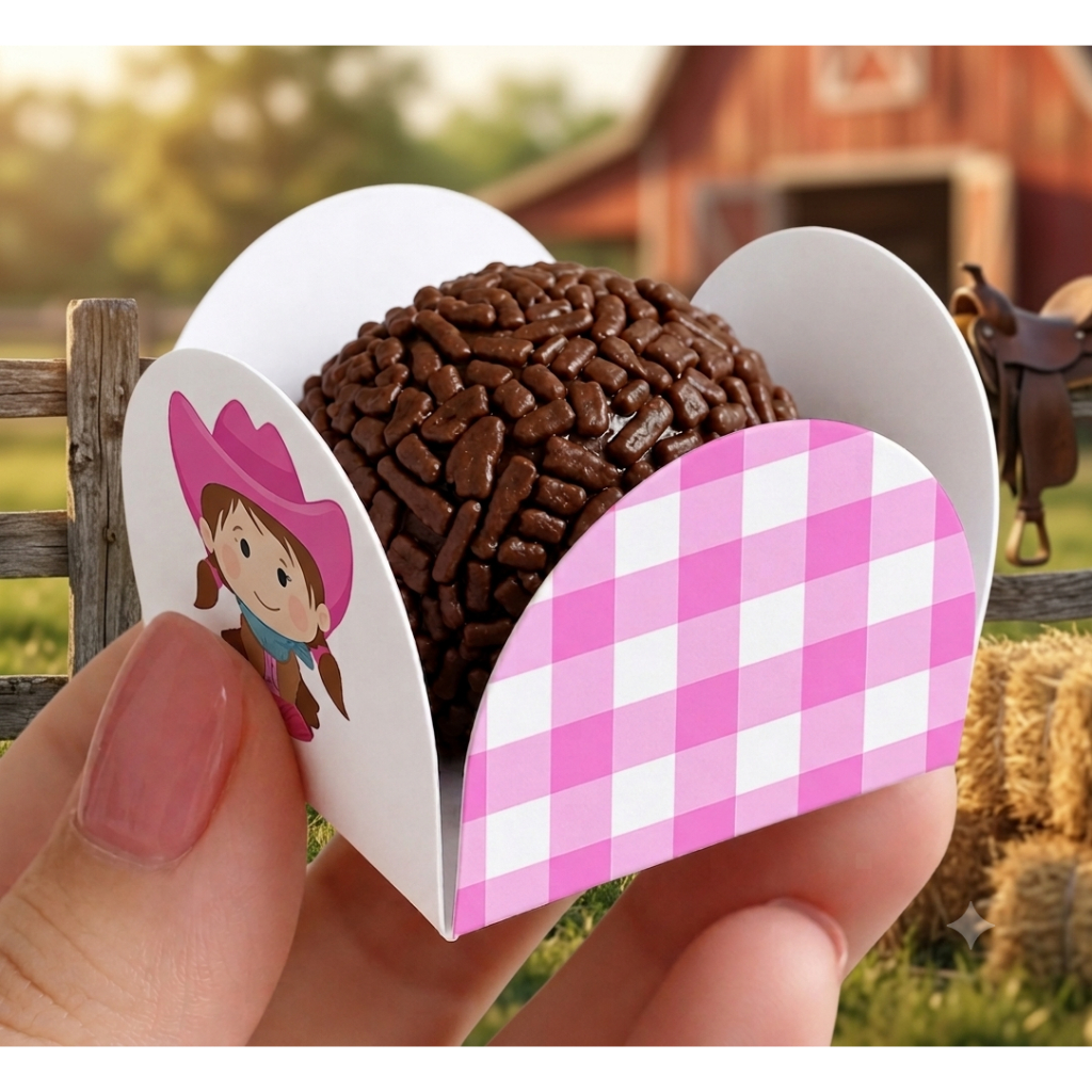 Forminha Fazendinha Menina para Doces Brigadeiro Paçoca Lembrancinha Festa Infantil Fazendinha Decoração Personalizada