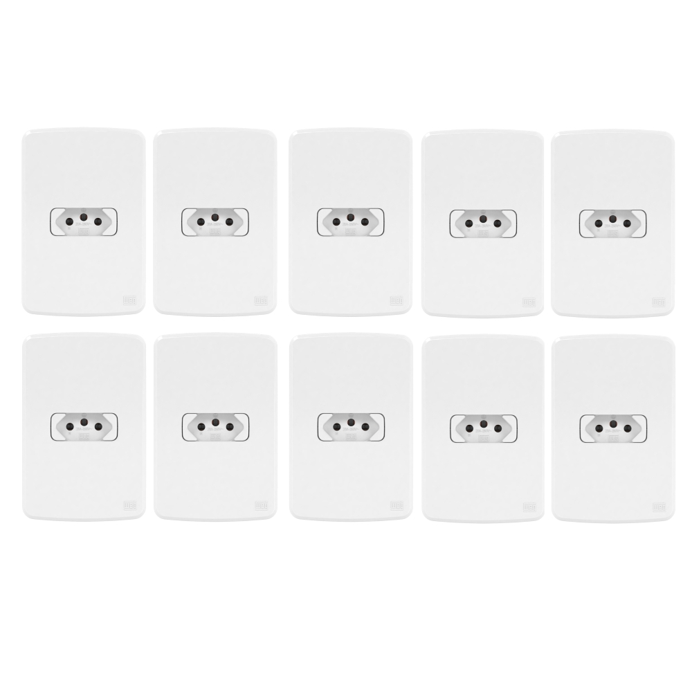KIT 10 CONJUNTO TOMADA 2P+T 10A/250V COMPOSE BRANCO WEG