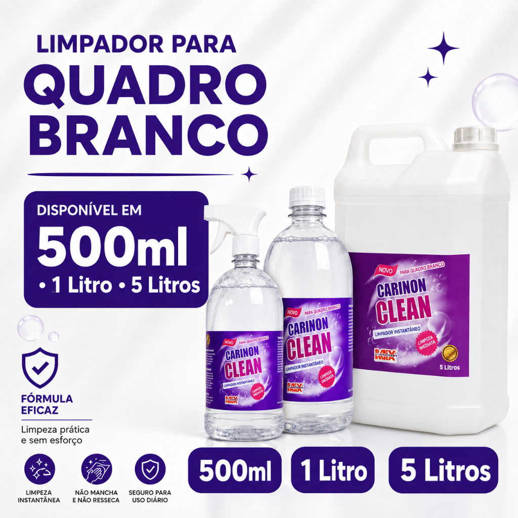 Limpador Multiuso para Limpeza de Quadro Branco Escolar Carinon Clean Especial 1 litro